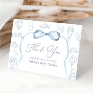 Remerciements Carte de remerciement Baby Shower Toile Bleu et Bl