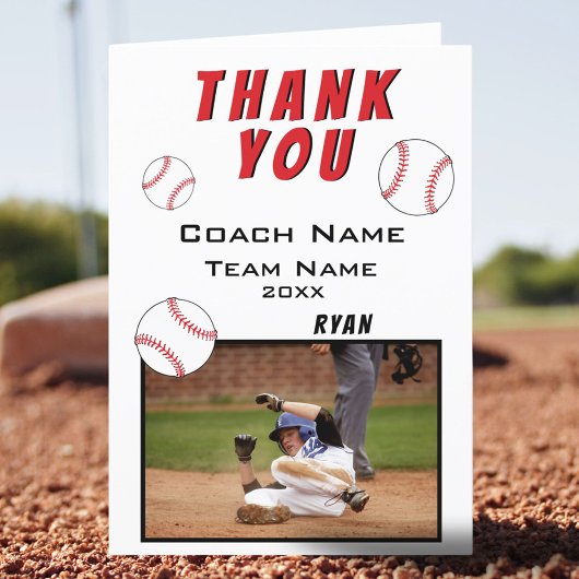 Remerciements Carte de remerciement Baseball Coach