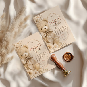 Remerciements Carte de remerciement beige neutre pour Baby Showe