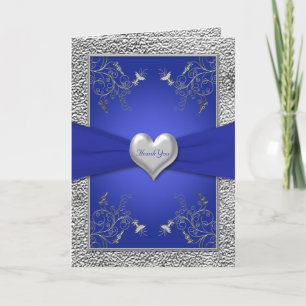 Remerciements Carte de remerciement Bleu Cobalt et Cœur d'Étain