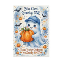 Carte de remerciement Blue Ghost Spooky ONE - Garç