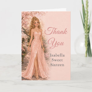Remerciements Carte de remerciement Blush Pink Sweet 16 Descript