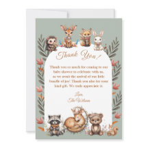 Carte de remerciement Boho Animaux de la Forêt pou