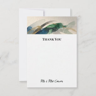 Remerciements Carte de remerciement botanique aquarelle gris ble