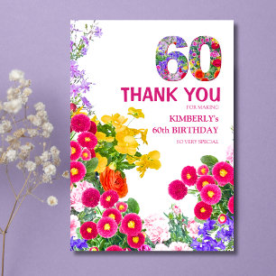 Remerciements Carte de remerciement bouquet floral pour 60e anni