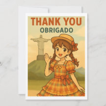 Carte de remerciement - Brésil Festa Junina Fille 