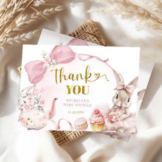 Remerciements Carte de remerciement Bunny Tea Party