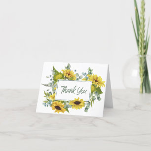 Remerciements Carte de remerciement cadre Tournesol Eucalyptus G
