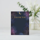 Remerciements Carte de remerciement céleste foncé | Étoiles doré (Debout devant)