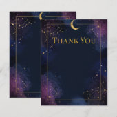 Remerciements Carte de remerciement céleste foncé | Étoiles doré (Devant / Derrière)