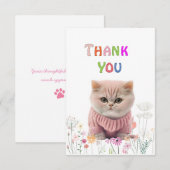 Remerciements Carte de remerciement Chaton Flou Pull Rose (Devant / Derrière)