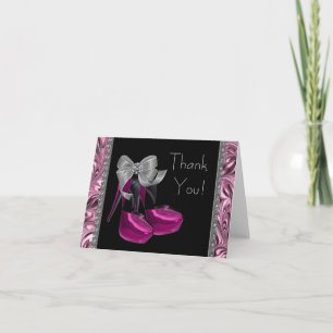 Remerciements Carte de remerciement Chaussures à talons rose vif