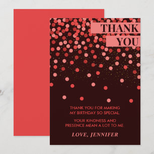 Remerciements Carte de remerciement chic pour anniversaire confe