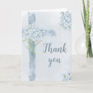 Remerciements carte de remerciement chrétienne avec croix floral