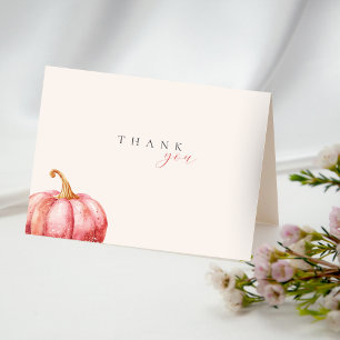 Remerciements Carte de remerciement Citrouille Aquarelle Rose