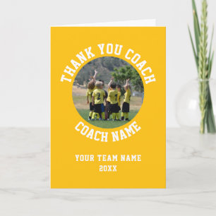 Remerciements Carte de remerciement Coach Jaune Équipe Nom Photo