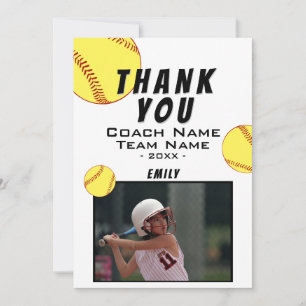 Remerciements Carte de remerciement Coach Jaune Softball