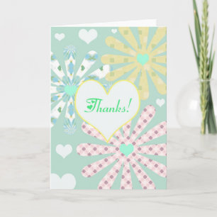 Remerciements Carte de Remerciement Cœurs et Fleurs Amusants