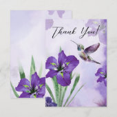 Remerciements Carte de remerciement colibri Iris Pourpre (Devant / Derrière)