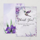 Remerciements Carte de remerciement colibri Orchidées violettes (Devant / Derrière)