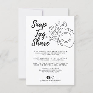 Remerciements Carte de remerciement d'affaires Snap Tag Share