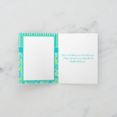 Remerciements Carte de remerciement damassée rayée bleu vert bla (Intérieur)