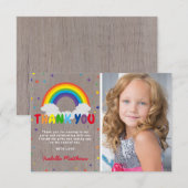 Remerciements Carte de remerciement d'anniversaire Arc-en-ciel r (Devant / Derrière)