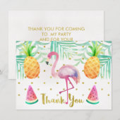 Remerciements Carte de remerciement d'anniversaire au flamant ro (Devant / Derrière)