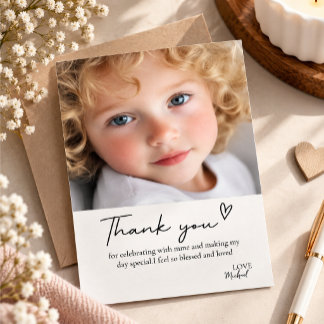 Remerciements carte de remerciement d'anniversaire avec photo