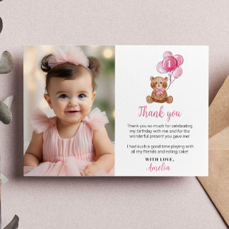 Remerciements Carte de remerciement d'anniversaire avec un ours