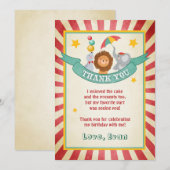 Remerciements Carte de remerciement d'anniversaire cirque Carnav (Devant / Derrière)