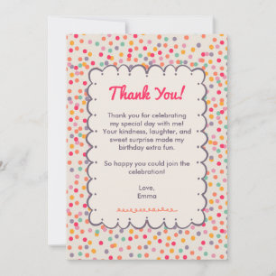 Remerciements Carte de remerciement d'anniversaire Confettis Col