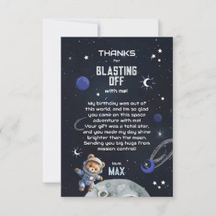Remerciements Carte de remerciement d'anniversaire d'astronaute