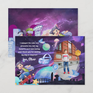 Remerciements Carte de remerciement d'anniversaire de jeu en réa