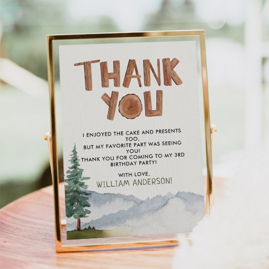 Remerciements Carte de remerciement d'anniversaire de la forêt