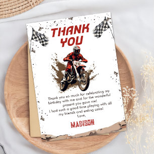 Remerciements Carte de remerciement d'anniversaire de moto tout-