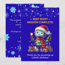 Carte de remerciement d'anniversaire de Noël pour 