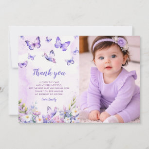 Remerciements Carte de remerciement d'anniversaire papillon flor