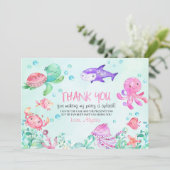 Remerciements Carte de remerciement d'anniversaire Splash Under  (Debout devant)