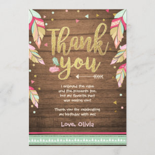 Remerciements Carte de remerciement d'anniversaire Wild One rose
