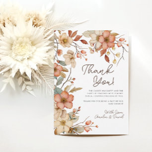 Remerciements Carte de remerciement de Baby Shower Floral Bohème