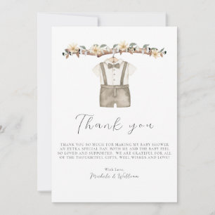 Remerciements Carte de remerciement de Baby Shower pour vêtement