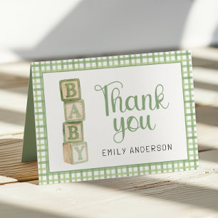 Remerciements Carte de remerciement de baby shower vert sauge