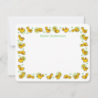 Carte de remerciement de baby shower verte Caneton
