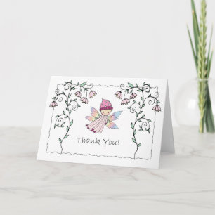 Remerciements Carte de remerciement de bébé mignon fée et fleurs