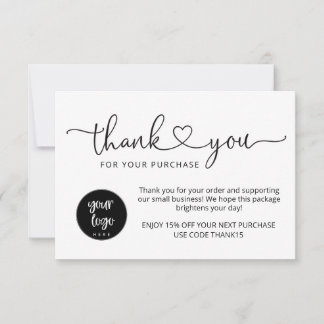 Remerciements Carte de remerciement de Black White Business mode