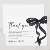 Remerciements Carte de remerciement de Coquette Black Bow pour l (Devant / Derrière)