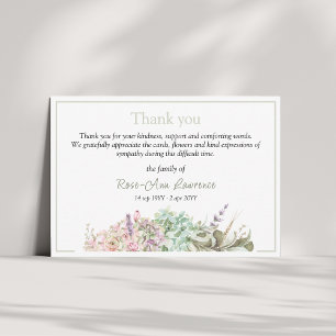 Remerciements Carte de remerciement de deuil de fleurs de campag
