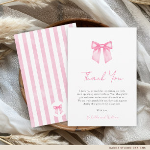 Remerciements Carte de remerciement de douche avec un nœud rose