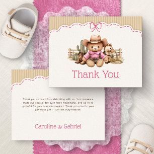 Remerciements Carte de remerciement de douche bébé fille cowgirl